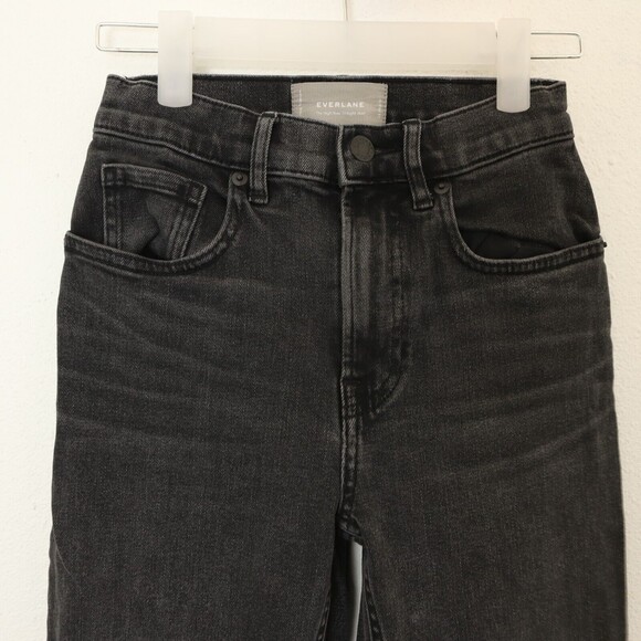 Everlane The High Rise Straight Jean 24 Regular Washed Black Denim Pant B24 - Picture 5 of 6